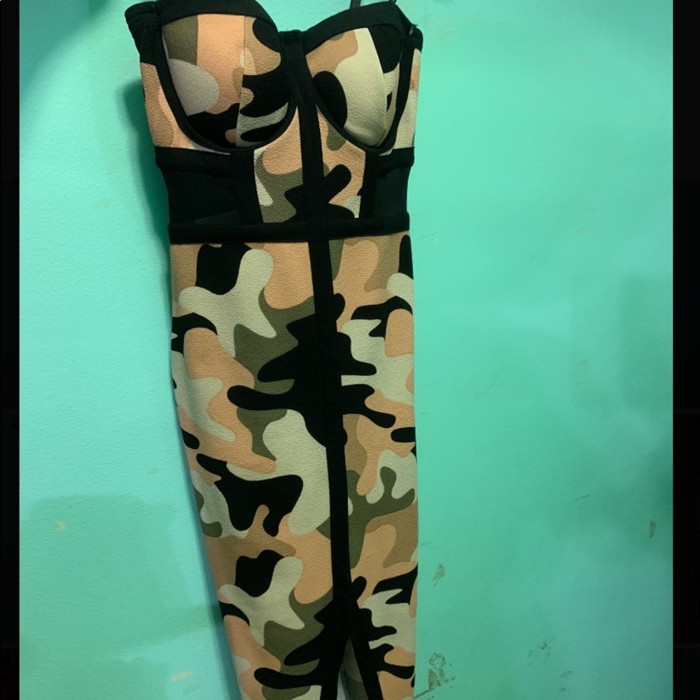 Strapless Bodycon Camo Dress
